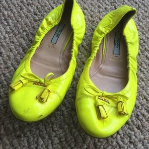 Neon Yellow Prada Ballet Flats Sz. 7-7.5